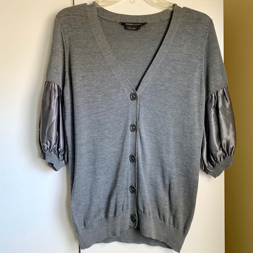 BCBG • silk sleeve sweater